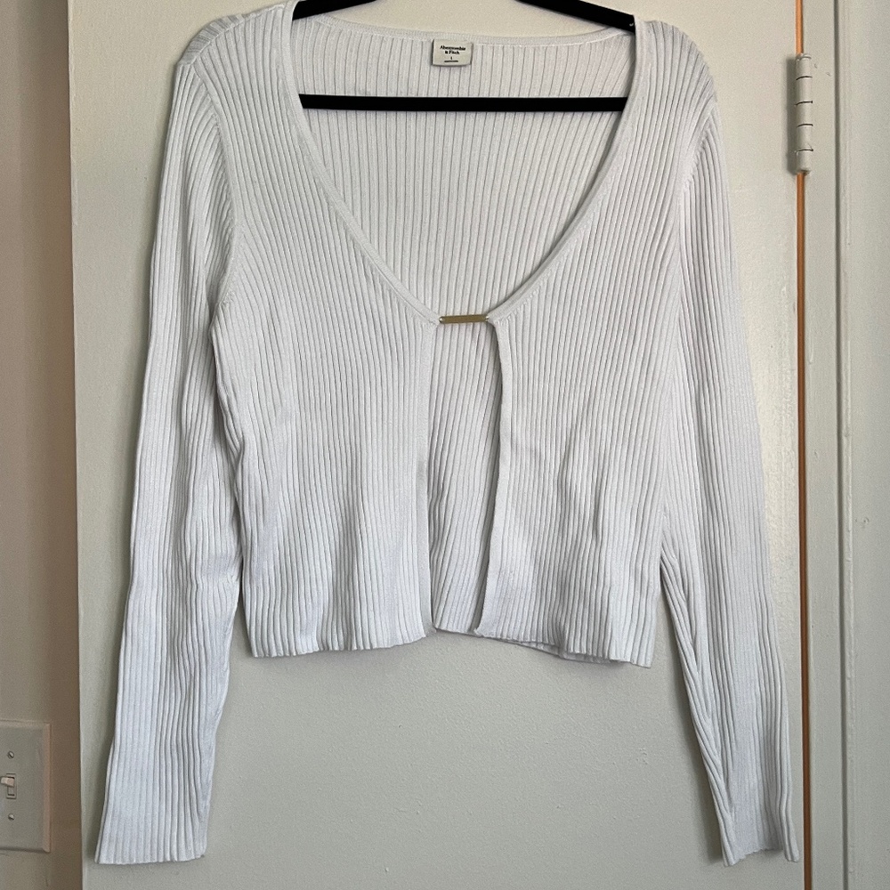 Abercrombie White Cardigan with Gold Connecting Bar